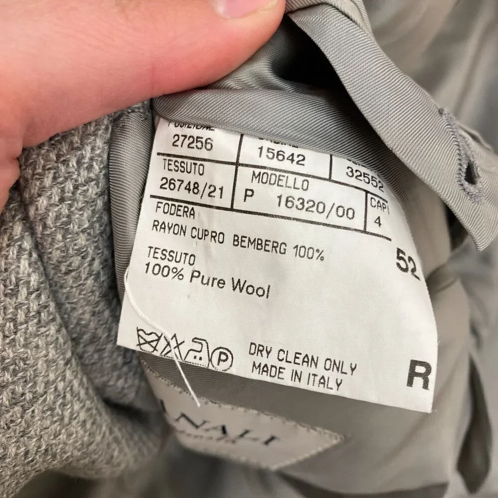 Canali Blazer 52R XXL Gray Check 100% Pure Wool Proposta Made in Italy Jacket
